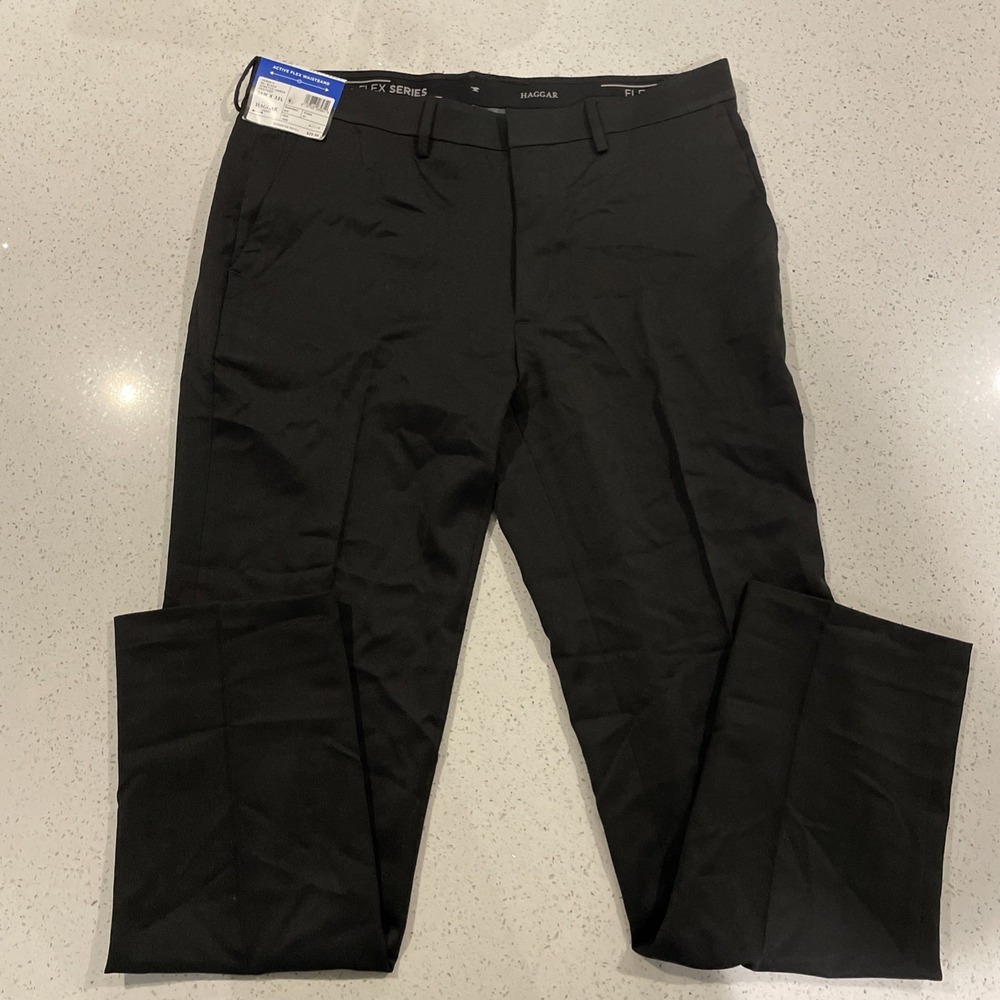 HAGGAR H26 Slim Fit Performance Dress Pant Men's Black SZ‎  36 X 32" NWT